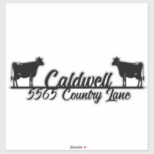 Country Cow Personalized Mailbox Address Sticker