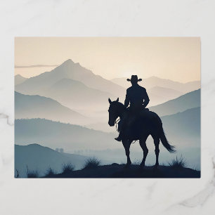 Country Cowboy Adventure Outdoors Nature Escape Foil Holiday Postcard