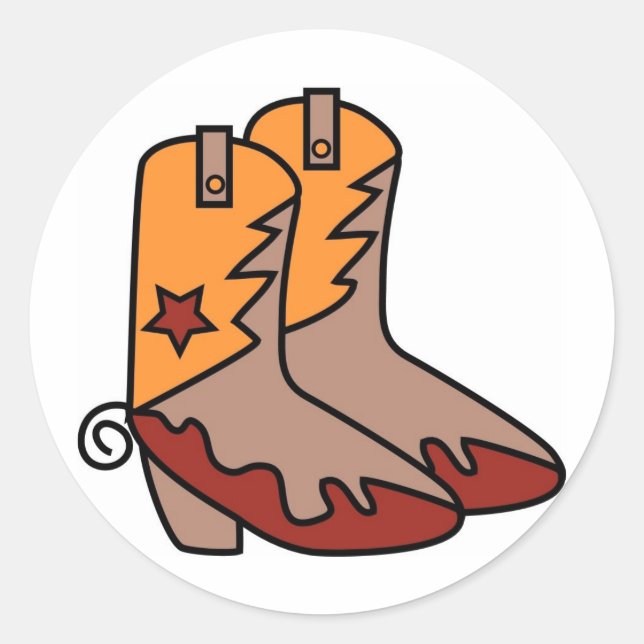 Country Cowboy Boots Classic Round Sticker (Front)