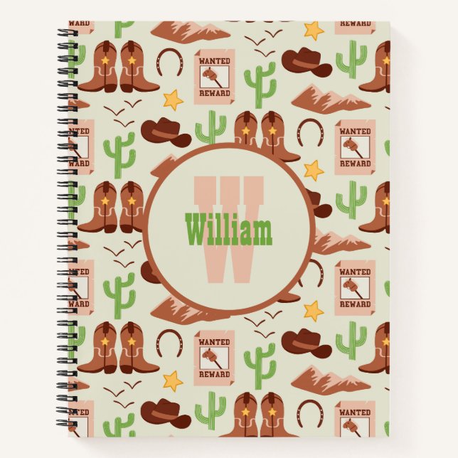 Country Cowboy Boots Stick Horse Desert Western Notebook (Front)