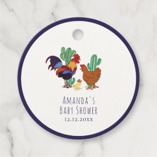 Country Cowboy Cactus Rooster Chicken Baby Shower  Favour Tags