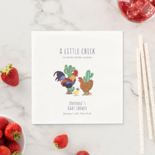 Country Cowboy Cactus Rooster Chicken Baby Shower  Napkin
