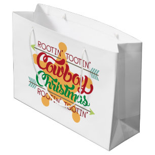 Country cowboy Christmas party Large Gift Bag