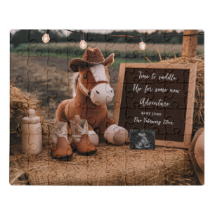 Country cowboy horse Pregnancy Announcement  Jigsaw Puzzle