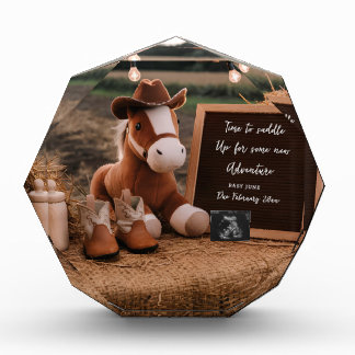 Country cowboy horse Pregnancy Announcement Photo Block