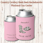 Country Cowboy Nash Bash Bachelorette Weekend  Can Cooler<br><div class="desc">Country Cowboy Nash Bash Bachelorette Weekend Can Cooler Saddle up for a wild and wonderful bachelorette weekend with our "Country Cowboy Nash Bash" Can Cooler! This unique accessory adds a touch of Southern charm to your celebration, featuring a delightful mix of cowboy boots, vibrant pink hues, and rustic country vibes....</div>