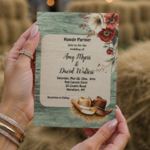 Country Cowboy Western Wedding Invitation (rust)
