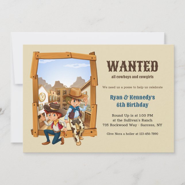 Country Cowboys Invitation de fête d'anniversaire (Devant)