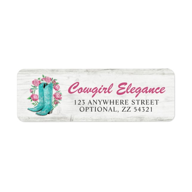 Country Cowgirl Boots Shabby Roses Adresse de reto (Devant)