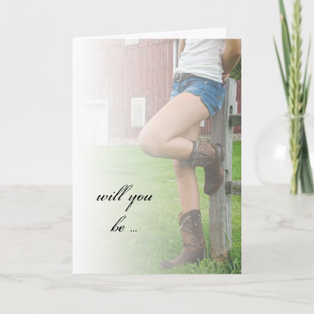 Country Cowgirl Will You Be My Bridesmaid Card (Front)