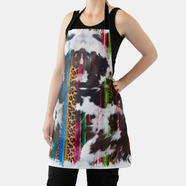 Country Cowhide Santa Fe Stripes Apron (Insitu)
