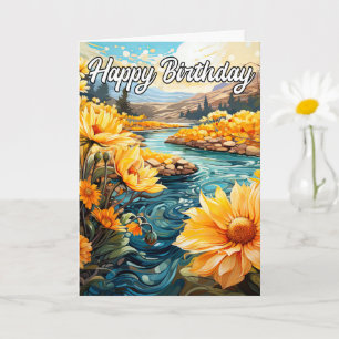 Country Creek In Early Spring   Happy Birthday Card