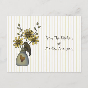 Country Crow and Sunflowers Recipe Cards