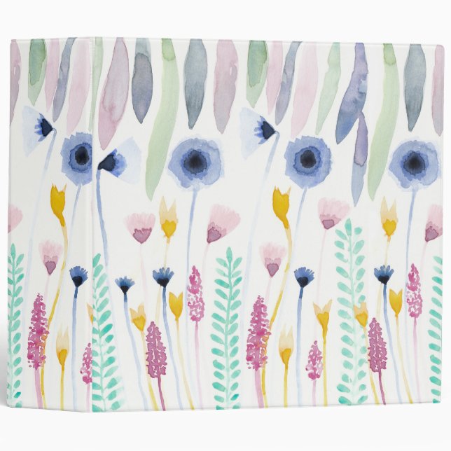Country Cute Wildflowers Watercolor Art Binder (Front/Spine)