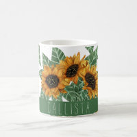 Country Cute Yellow Sunflowers Watercolor Monogram