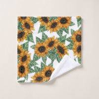 Country Cute Yellow Sunflowers Watercolor Pattern