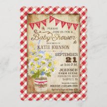 Country Daisies Gingham Check Twins Baby Shower