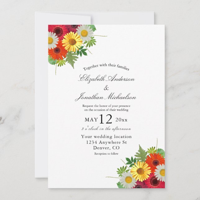 Country Daisies Wedding Invitation (Front)
