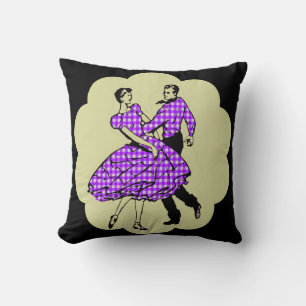 Country Dance Square Dancers In Purple Throw Pillow
