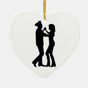 Country dancing ceramic ornament