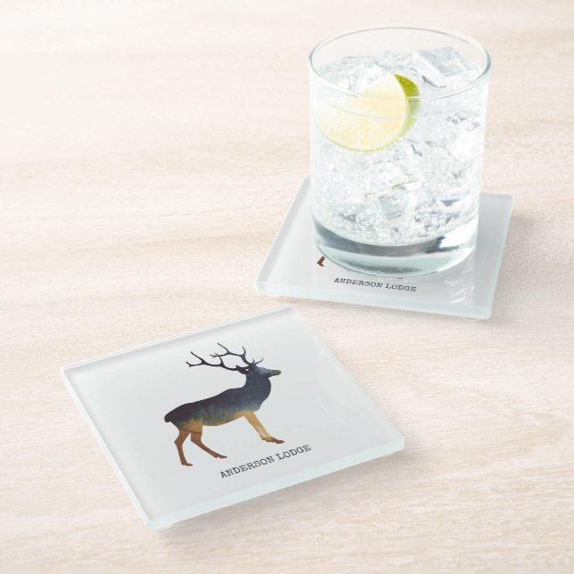 Country Deer  Glass Coaster (Angled)