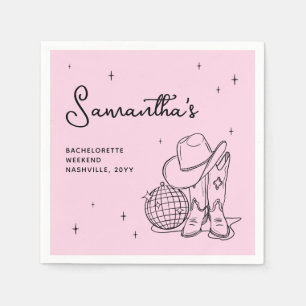 Country Disco Cowgirl Pink Bachelorette Party Napkin