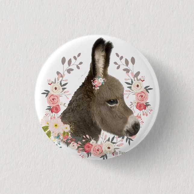 Country Donkey 1 Inch Round Button (Front)