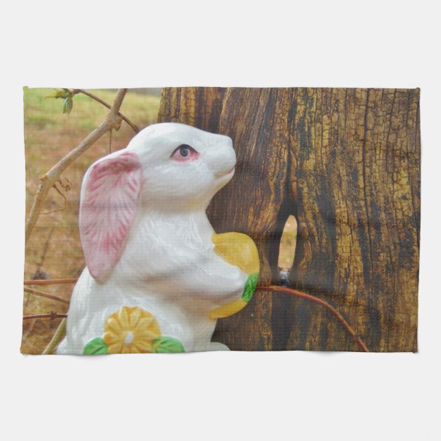 Country Easter Bunny Kitchen Towel (Horizontal)