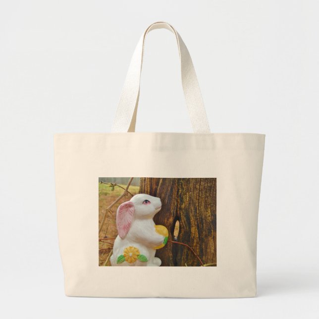 Country Easter Bunny Large Tote Bag (Front)