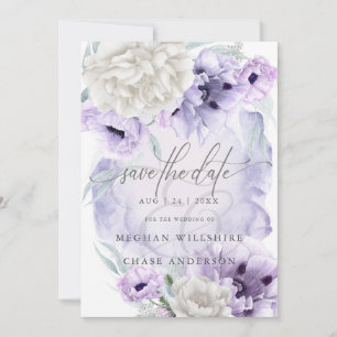 Country Elegant Floral Watercolor Lilac Poppies Invitation