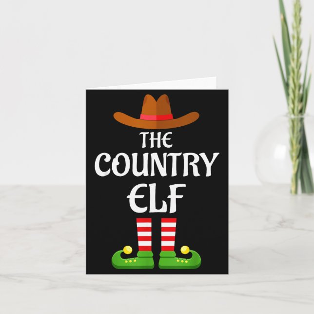 Country Elf Family Matching Group Christmas Cowboy Card (Front)
