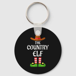 Country Elf Family Matching Group Christmas Cowboy Keychain