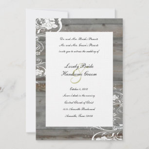 Country Faded Wood Wedding Invitation