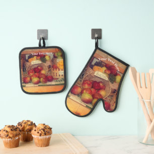 Country Fair Fruit Harvest Personalized Oven Mitt & Pot Holder Set
