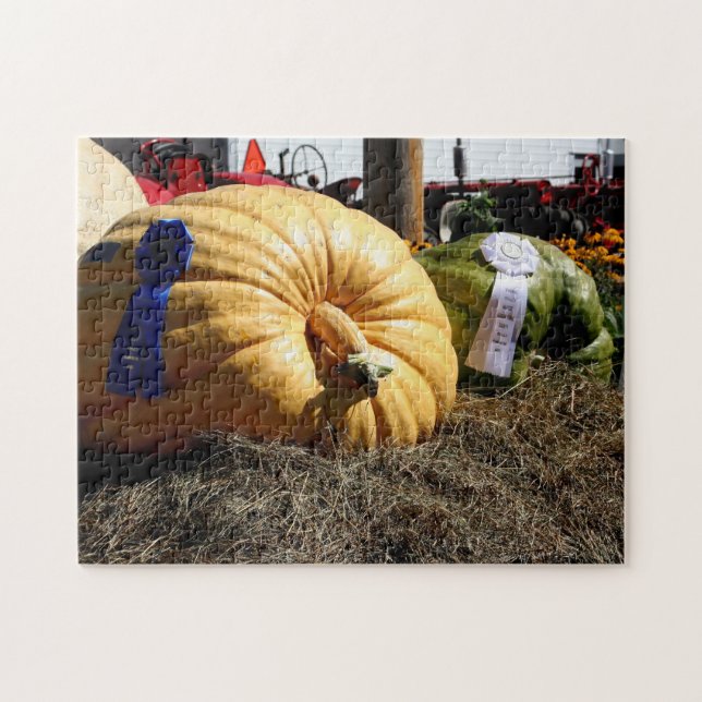 Country Fair Giant Pumpkin Blue Ribbon  Jigsaw Puzzle (Horizontal)