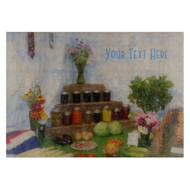 Country Fair Harvest Display Personalized Cutting Board (Front)