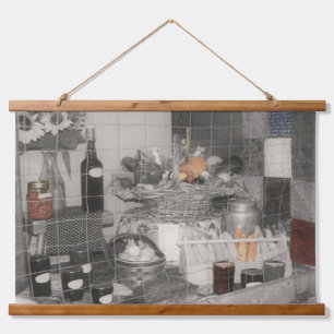Country Fair Produce Partial Colour Vintage Hanging Tapestry