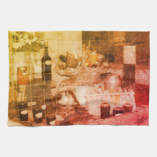 Country Fair Produce Partial Colour Vintage Kitchen Towel