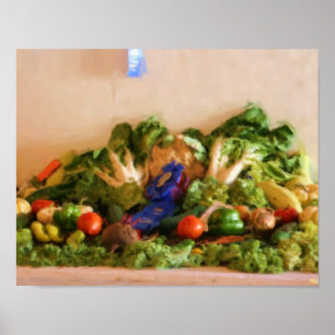 Country Fair Vegetable Prize Pastel Painting Poster
