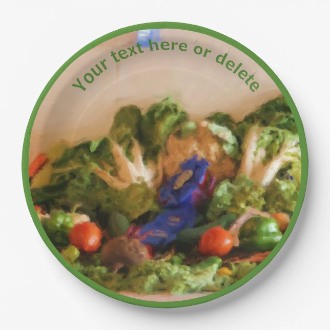 Country Fair Vegetables Art Personalized Party   Paper Plate (Front)