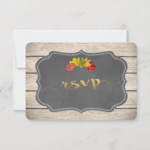 Country Fall Leaves Music Sheet Wedding RSVP Card