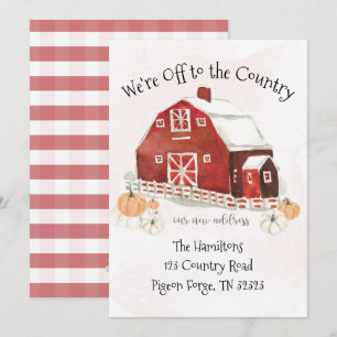 Country Fall Red Barn Moving Announcement