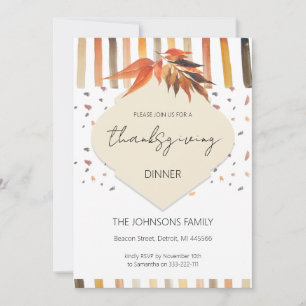 Country Fall Thanksgiving Watercolor Leaves Invitation