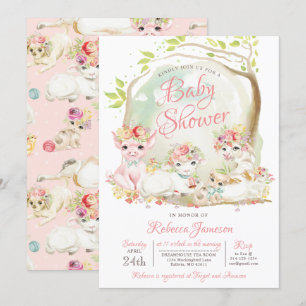 Country Farm Animals Baby Shower Invitation