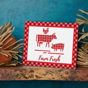 Country Farm Animals Bandana Print   Plaque