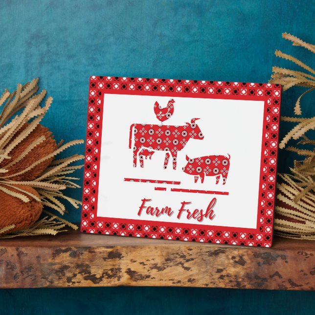 Country Farm Animals Bandana Print   Plaque (Side)