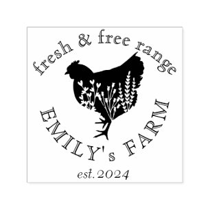 country farm chicken coop personalized name self-inking stamp