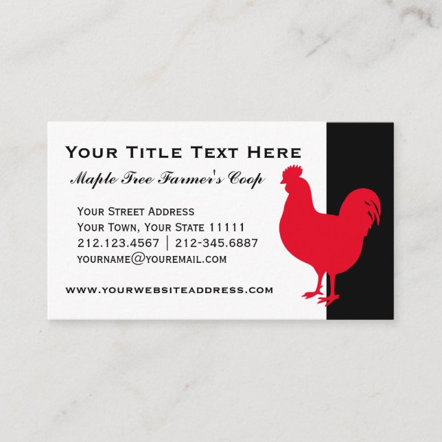 Country Farm Coop Vintage Rooster Business Card (Front)