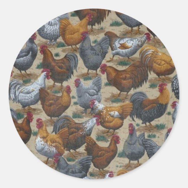 Country Farm Fun Roosters & Hens Stickers (Front)