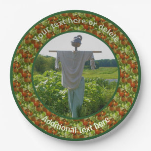 Country Farm Garden Scarecrow Personalized Party Paper Plate